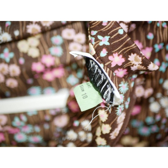 Liz Roberts Womens Brown Floral Blouse Shirt Top Boho Stylish Zip Size 10 - Picture 13 of 13